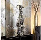 FINEBUY Tierfigur FB37863 Deko Design Dog aus Aluminium silbern Windhund Skulptur