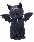 Horror-Shop Dekofigur Schwarze Malpuss Katze mit Fl&uuml;gel im Okkult Design