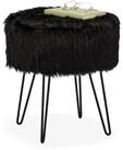 relaxdays Sitzhocker Fellhocker schwarz