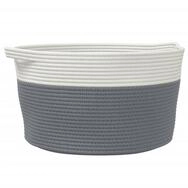 vidaXL Aufbewahrungskorb, Aufbewahrungsbox Grau und Wei&szlig; &Oslash;40x25 cm Baumwolle
