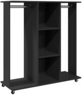vidaXL Stoffschrank Kleiderst&auml;nder mit Rollen Schwarz 102x38x110 cm Holzwerkstoff