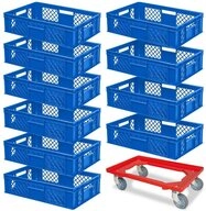 BRB-Lagertechnik Stapelbox 10x Eurobeh&auml;lter/B&auml;ckerkiste, LxBxH 600x400x150 mm +