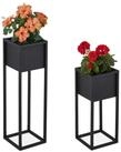 relaxdays Blumenst&auml;nder Metall Blumenst&auml;nder 2er Set in Schwarz