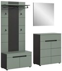 xonox.home Garderoben-Set Garderoben-Set Canu 1, Basalt grau / Smoke Green, 4-teilig,