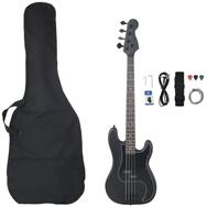 vidaXL E-Bass, Bassgitarre f&uuml;r Anf&auml;nger mit Tasche Schwarz 4/4 46"