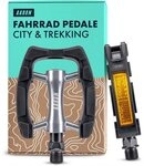 AARON Fahrradpedale City 2.0 Schwarz Rutschfest Reflektoren Aluminium Stadtrad 9/16"