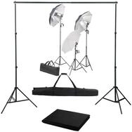 vidaXL Fotohintergrund 500 x 300 cm Fotostudio Set mit Lampen-Set und Hintergrund
