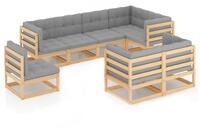 vidaXL Gartenlounge-Set 8-tlg. Garten-Lounge-Set mit Kissen Massivholz Kiefer,