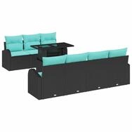 vidaXL Loungesofa Gartensofa-set mit Kissen mit Kissen 8 pcs Schwarz Poly Rattan, 8