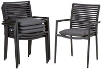 acamp Gartenstuhl Stapelsessel 4er Set stapelbar Aluminium wetterfest, Garten