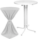 Beautissu Stehtisch Outdoor Stehtisch Sylt, klappbar, &Oslash;80cm, Wei&szlig;, mit Husse,