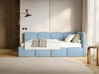 Selsey Jugendbett CLOUDY, Eck-Kopfteil, Matratze & Bettkasten, Easy-Clean-Samt,