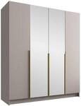 MIRJAN24 Kleiderschrank Santi II (mit vier Dreht&uuml;ren) Kleiderstange, Metallgriffe,