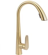 wohnwerk.idee K&uuml;chenarmatur Wasserhahn K&uuml;che ausziehbar Gold Matt Geb&uuml;rstet