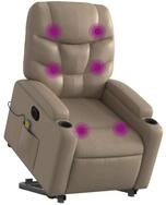 vidaXL Sessel Massagesessel mit Aufstehhilfe Elektrisch Cappuccino Kunstleder (1-St)
