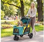 PawHut Hundebuggy Katzenwagen mit Kissen, Netzfenstern, R&uuml;ckentasche, R&auml;der, T&uuml;r,
