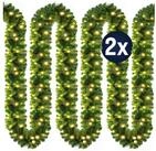 Kunstgirlande, Casaria, H&ouml;he 28 cm, Weihnachtsgirlande 2x 5m 100 LED Warmwei&szlig; Innen