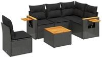 vidaXL Gartenlounge-Set 6-tlg. Garten-Sofagarnitur mit Kissen Schwarz Poly...