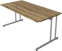 KERKMANN Schreibtisch Schreibtisch start up Fu&szlig; silber BxT 160x80cm eiche