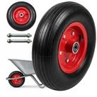 relaxdays Schubkarren-Rad 2er Set Sackkarrenrad 4.00-6 Vollgummi, Schwarz-Rot