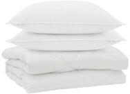 vidaXL Bett Bettdecke mit Kissen 3 stk. Wei&szlig; Mikrofaser (3-tlg)