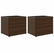 vidaXL Blumentopf Pflanzk&uuml;bel 2 Stk. Braun 36x30x32 cm Poly Rattan (2 St)