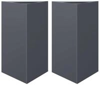 vidaXL Blumentopf Pflanzk&uuml;bel 2 Stk. Anthrazit Dreieckig 50x43x75 cm Stahl (2...