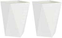 vidaXL Blumentopf Pflanzk&uuml;bel 2 Stk. Wei&szlig; 50 x 50 x 75 cm Stahl (2 St)