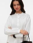 Langarmbluse VERO MODA "VMTUESDAY L/S DETAIL TOP WVN", Damen, Gr. M, wei&szlig; (snow