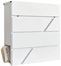 relaxdays Wandbriefkasten Metall Briefkasten mit Zeitungsfach, wei&szlig;