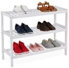 relaxdays Schuhregal aus Bambus, wei&szlig;, 3 Ablagen