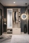 WFL GROUP Kompaktgarderobe Mela Flurgarderobe mit Spiegel, Kleiderstange und...