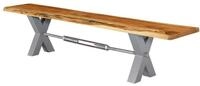 Massivmoebel24 Bank IRON LABEL (Bank Akazie 200x38x46 natur lackiert IRON LABEL