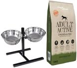 vidaXL Futterspender Futterst&auml;nder und Sch&uuml;ssel mit Hundefutter Silber und...