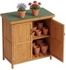 relaxdays Garten-Ger&auml;teschrank Gartenschrank aufklappbares Dach Holz, hellbraun