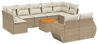 vidaXL Gartenlounge-Set 10-tlg. Garten-Sofagarnitur mit Kissen Beige Poly...