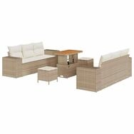 vidaXL Gartenlounge-Set Gartensofa-set 9 Stk. Beige Poly Rattan, (9-tlg)
