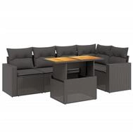 vidaXL Gartenlounge-Set 6-tlg. Garten-Sofagarnitur mit Kissen Schwarz Poly...