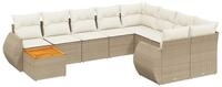vidaXL Gartenlounge-Set 10-tlg. Garten-Sofagarnitur mit Kissen Beige Poly...