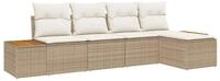 vidaXL Gartenlounge-Set Gartensofa-set 5 Stk. Beige Poly Rattan, (5-tlg)