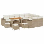 vidaXL Gartenlounge-Set Gartensofa-set 13 Stk. Beige Poly-Rattan, (13-tlg)