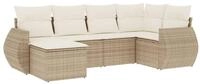 vidaXL Sofaelement 6-tlg. Garten-Sofagarnitur mit Kissen Beige Poly Rattan (1...