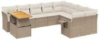 vidaXL Gartenlounge-Set 10-tlg. Garten-Sofagarnitur mit Kissen Beige Poly...