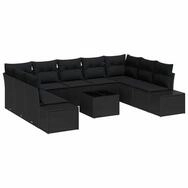 vidaXL Gartenlounge-Set Gartensofa-set 10 Stk. Schwarz Poly-Rattan, (10-tlg)