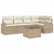vidaXL Gartenlounge-Set Sofa Set mit Kissen Beige Polyester, (6-tlg)