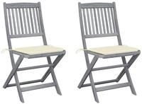 vidaXL Gartenstuhl Klappbare Gartenst&uuml;hle 2 Stk. mit Kissen Massivholz (2 St)