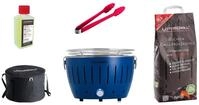 LotusGrill Holzkohlegrill LotusGrill S Small Kompakt Starter-Set Tiefblau
