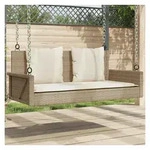 furnicato Gartenbank Beige Schaukelbank aus PE-Rattan mit Stahlrahmen 119x56x48...
