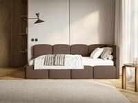 Selsey Jugendbett CLOUDY, Eck-Kopfteil, Matratze & Bettkasten, Easy-Clean-Samt,