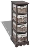 vidaXL F&auml;cherschrank Korbregal Holz mit 4 K&ouml;rben Braun (1-St)